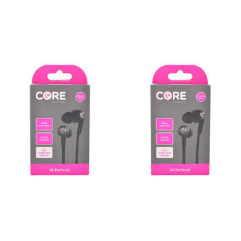 2PK Core Essentials 3.5mm X6 Earphones/Earbuds In-Ear Wired w/ Mic - Black
