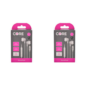 2PK Core Essentials 8-Pin SoundPods/Earphones In-Ear Wired w/ Mic - White