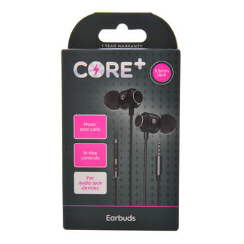 Core 3.5mm Earphones/Earbuds In-Ear Wired w/ Mic 1.2m - Black