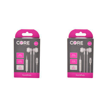 2PK Core Essentials USB-C Soundpods/Earphones Wired w/ Mic - White