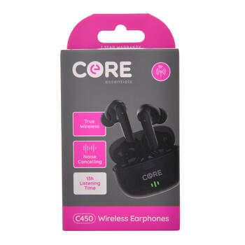 Core Essentials C450 In-Ear Wireless Earphones/Earbuds - Black