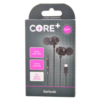 Core Type-C In-Ear Earphones/Earbuds Wired w/ Mic 1.2m - Black