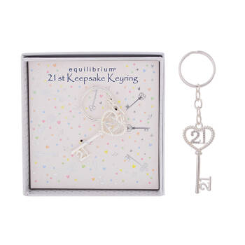 Gibson Gifts Equilibrium Silver Plated 21st Birthday Keyring Gift Box