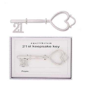 Gibson Gifts Equilibrium Silver Plated 21st Birthday Key Gift Box