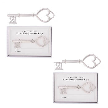 2PK Gibson Gifts Equilibrium Silver Plated 21st Birthday Key Gift Box