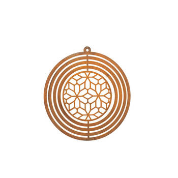  Corten Steel Geometric Wind Spinner Hanging 35cm - Rust