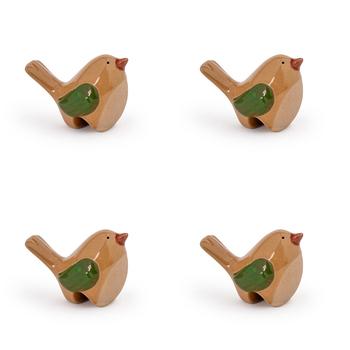 4PK Decorative Stoneware Bird Singing Potter 25cm Sculpture Decor