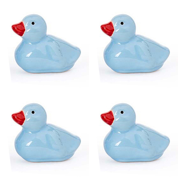 4PK Floating Duckling Porcelain Home/Garden Ornament Mixed Blue Assorted