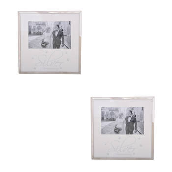 2PK Gibson Gifts Silver Anniversary 6x4 Keepsake Memory Photo Frame Holder