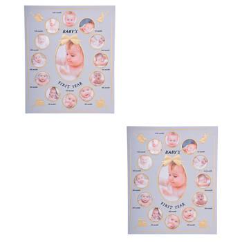 2PK Gibson Gifts First Year Collage Keepsake Memory Photo Frame Blue