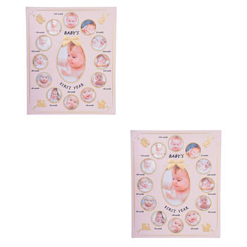 2PK Gibson Gifts First Year Collage Keepsake Memory Photo Frame Pink