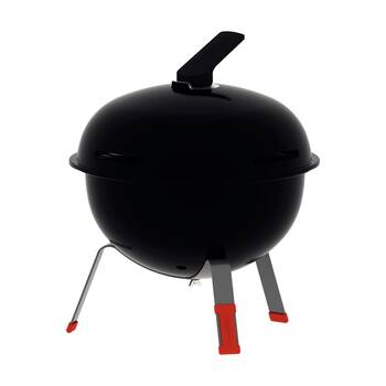 Tramontina Portable Charcoal BBQ Grill Enamelled Lid Stainless Grate 44cm