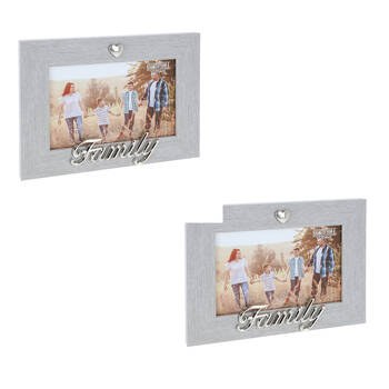 2PK Gibson Gifts Silver Heart Family 6x4 Keepsake Memory Photo Frame Holder