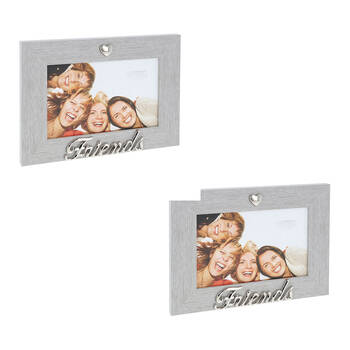 2PK Gibson Gifts Silver Heart Friends 6x4 Keepsake Memory Photo Frame Holder