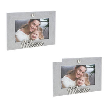 2PK Gibson Gifts Silver Heart Mum 6x4 Keepsake Memory Photo Frame Holder