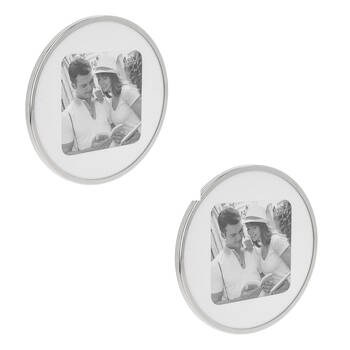 2PK Gibson Gifts Silver Curve Round 4x4 Keepsake Memory Photo Frame Holder