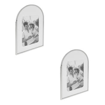 2PK Gibson Gifts Silver Curve Arch 4x6 Keepsake Memory Photo Frame Holder