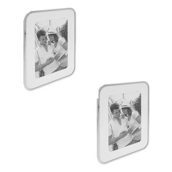 2PK Gibson Gifts Silver Curve 5x7 Keepsake Memory Photo Frame Holder