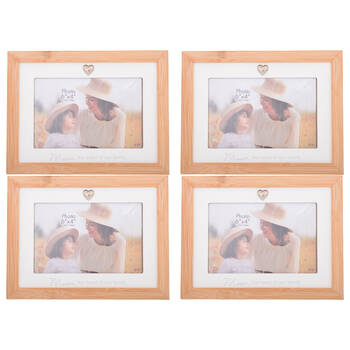 4PK Gibson Gifts Bamboo Heart Mum 6x4 Keepsake Memory Photo Frame Holder