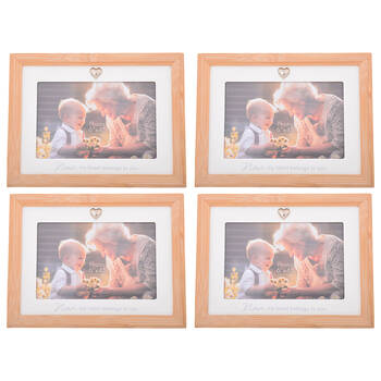 4PK Gibson Gifts Bamboo Heart Nan 6x4 Keepsake Memory Photo Frame Holder