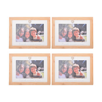 4PK Gibson Gifts Bamboo Heart Friends 6x4 Keepsake Memory Photo Frame Holder