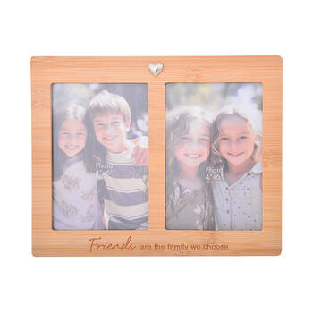 Gibson Gifts Bamboo Friends Double 4x6 Keepsake Memory Photo Frame Holder
