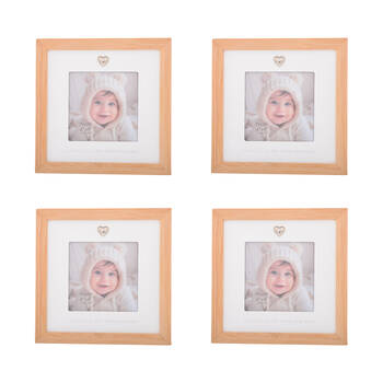 4PK Gibson Gifts Bamboo Heart Love 4x4 Keepsake Memory Photo Frame Holder