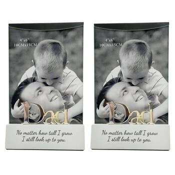 2PK Gibson Gifts Silver Sentiment Dad Photo Frame 4x6'' Decor