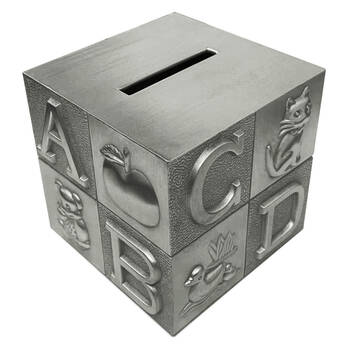 Gibson Gifts Abc Cube Pewter Money Bank Home Decor - Silver
