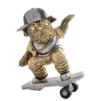 Gibson Gifts Dudes Skater Bulldog Resin Figurine Home Decor - Bronze