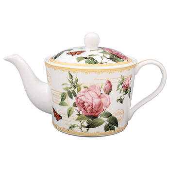 Gibson Gifts Redoute Rose Fine China Tea Pot Serveware