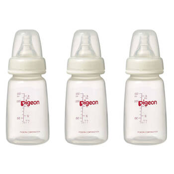 3PK Pigeon PP 120ml Feeding Bottle w/Slim Neck Size S Round Hole 0m+