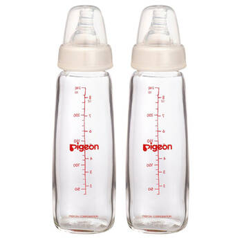 2x Pigeon Slim Neck Peristaltic Glass Bottle 240mL