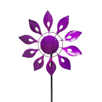 Wind Spinner Dahlia 120cm Metal Windmill Home/Garden Decor Fuchsia