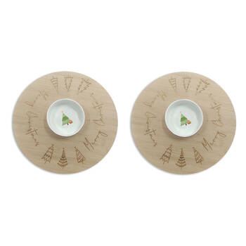 2PK Gibson Gifts Christmas Themed Bamboo Lazy Susan Serveware 70x330x330mm
