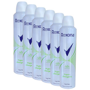 6PK Rexona Deodorant Antiperspirant Spray Sensitive Skin 250ml Hypo-Allergenic