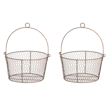 2PK Wire Pot Cover 30cm Plant/Flower Hanging Holder w/ Handle