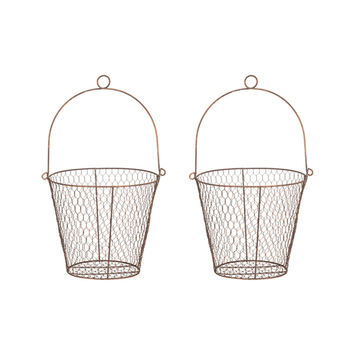 2PK Wire Pot Cover 27cm Plant/Flower Hanging Holder w/ Handle