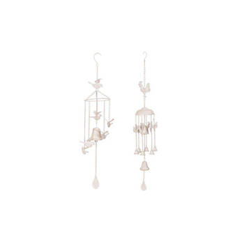 2PK Wind Chime Bird/Rooster Cast Iron Home/Garden Decor White - Assorted