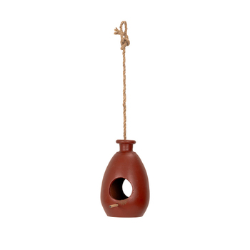 Bird Feeder Terracotta Outdoor Hanging Feeding Container Natural