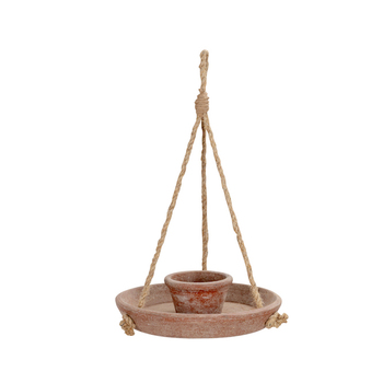 Bird Feeder Terracotta Outdoor Hanging Feeding Container Aged
