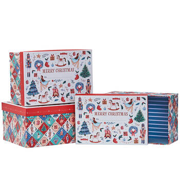 3pc Gibson Gifts Nutcracker Merry Christmas Themed Nesting Boxes 235x340x160mm