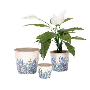 3pc Ceramic Tall Pot Home/Garden Plant Container Lavender