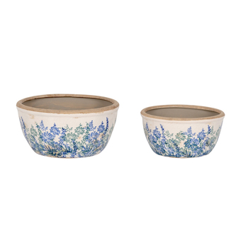 2pc Ceramic Shallow Pot Home/Garden Plant Container Lavender