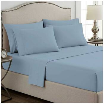 2pc Grosvenor House Plain Dyed Bamboo Cotton Standard Pillowcase Sky