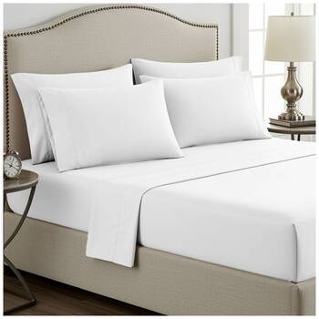 2pc Grosvenor House Plain Dyed Bamboo Cotton Standard Pillowcase White