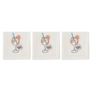 3PK Annabel Trends Cocktail Table Napkin Square White 25cm Aperol Spritz
