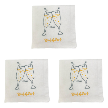 3PK Annabel Trends Linen/Cotton Cocktail Napkin Bubbles 25cm