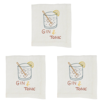 3PK Annabel Trends Linen/Cotton Cocktail Napkin Gin & Tonic 25cm