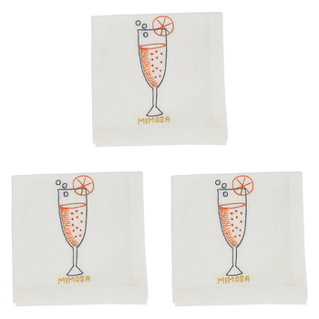 3PK Annabel Trends Linen/Cotton Cocktail Napkin Mimosa 25cm
